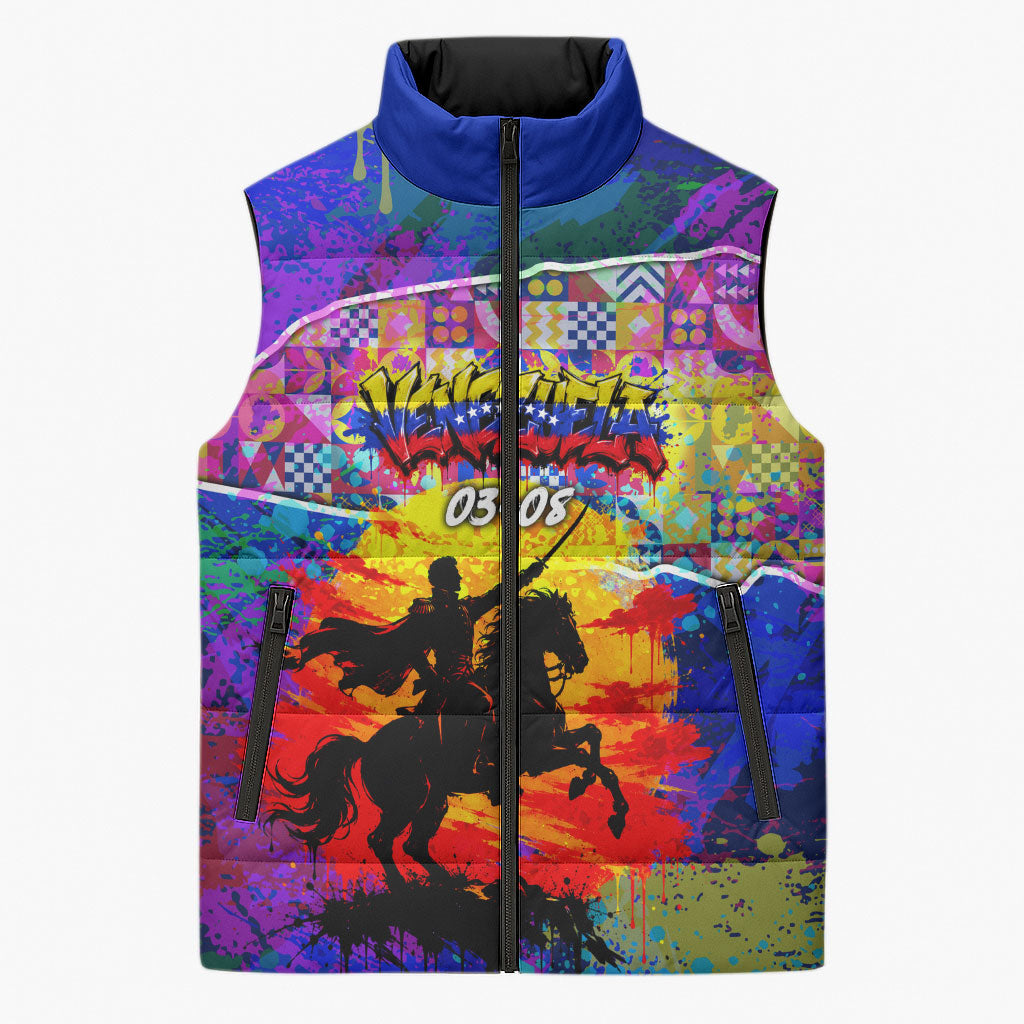 Simon Bolivar Venezuela Flag Day Sleeveless Puffer Jacket Patriotism Precursor De La Independencia Vibrant Flag