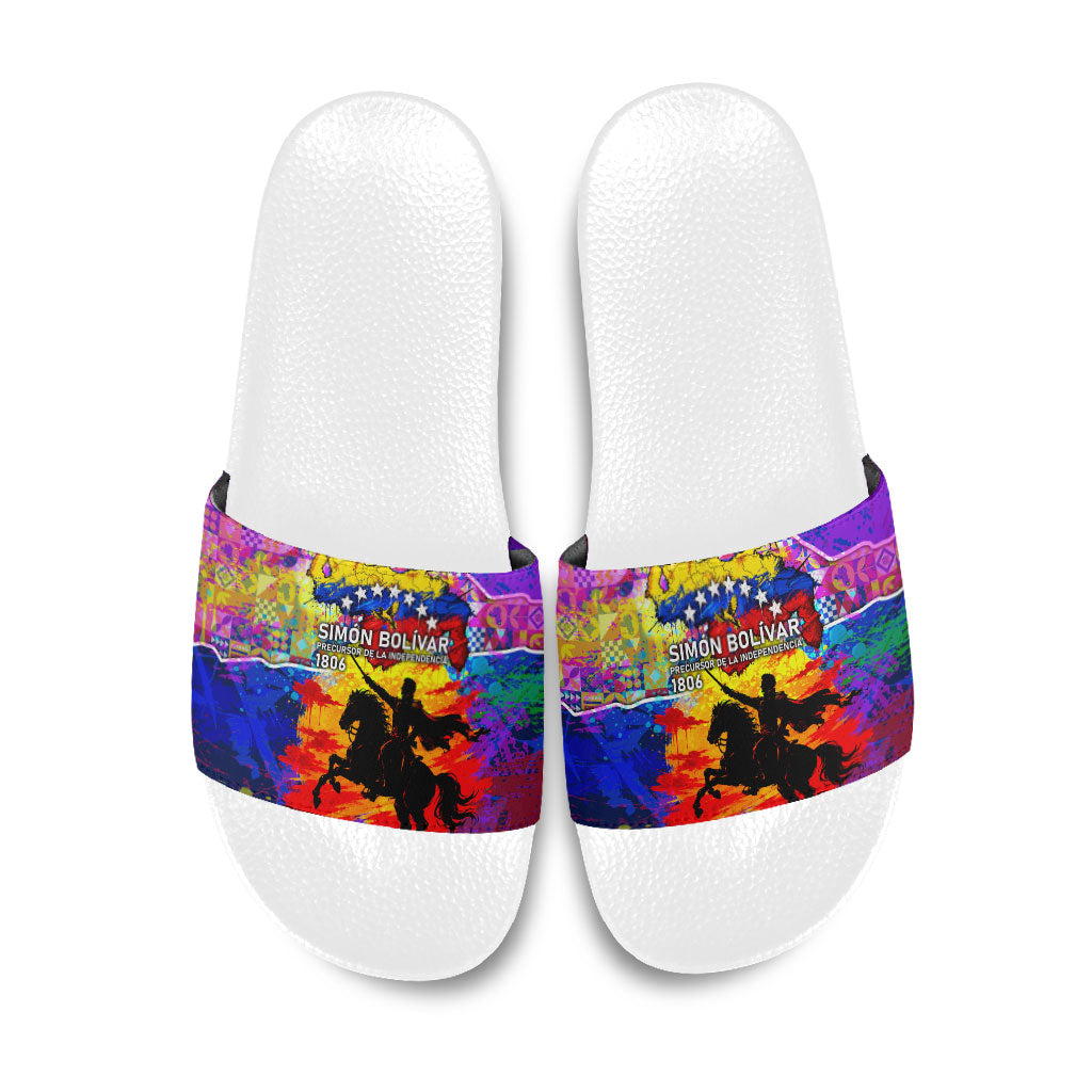 Simon Bolivar Venezuela Flag Day Slide Sandals Patriotism Precursor De La Independencia Vibrant Flag