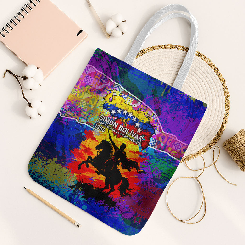Simon Bolivar Venezuela Flag Day Tote Bag Patriotism Precursor De La Independencia Vibrant Flag