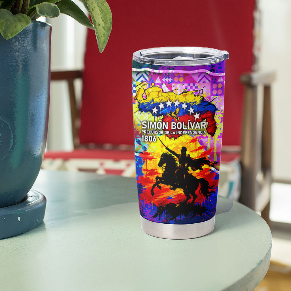 Simon Bolivar Venezuela Flag Day Tumbler Cup Patriotism Precursor De La Independencia Vibrant Flag