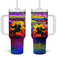 Simon Bolivar Venezuela Flag Day Tumbler With Handle Patriotism Precursor De La Independencia Vibrant Flag