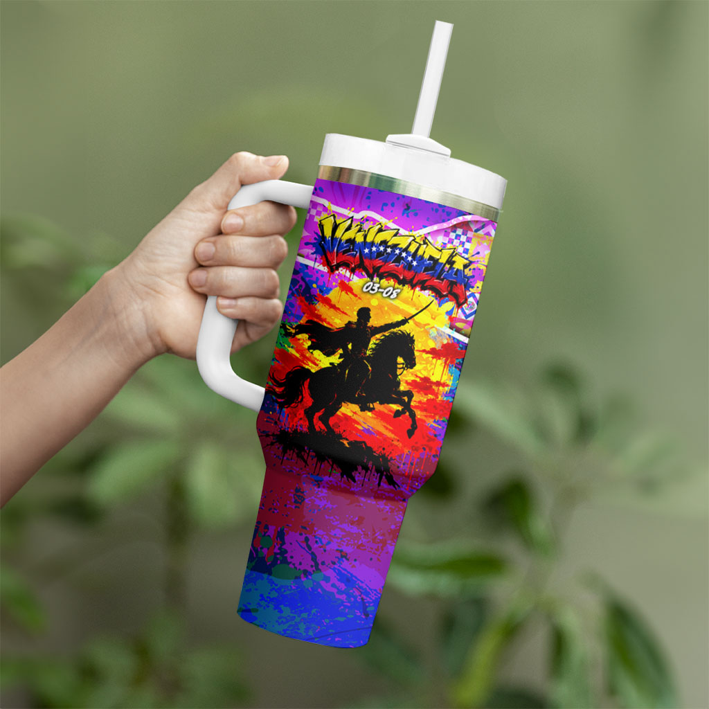 Simon Bolivar Venezuela Flag Day Tumbler With Handle Patriotism Precursor De La Independencia Vibrant Flag