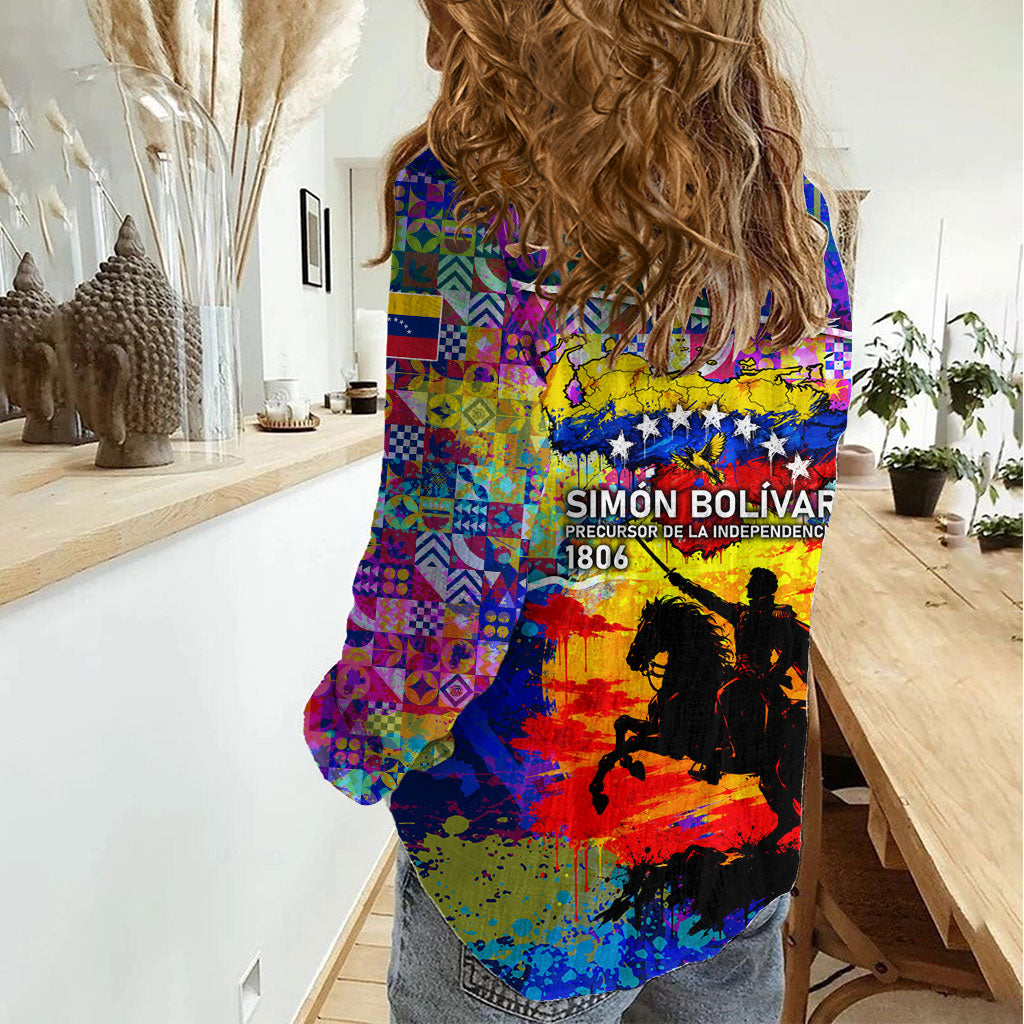 Simon Bolivar Venezuela Flag Day Women Casual Shirt Patriotism Precursor De La Independencia Vibrant Flag