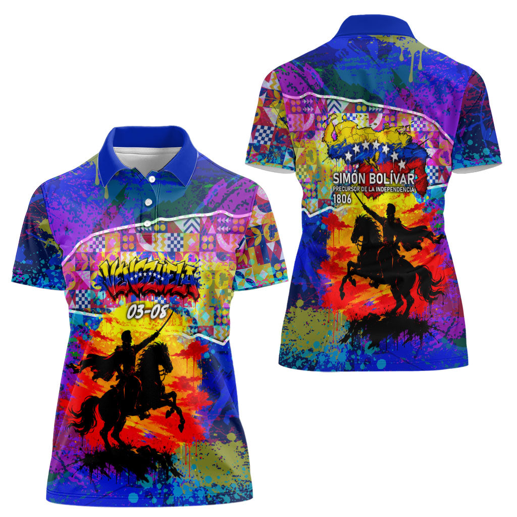 Simon Bolivar Venezuela Flag Day Women Polo Shirt Patriotism Precursor De La Independencia Vibrant Flag