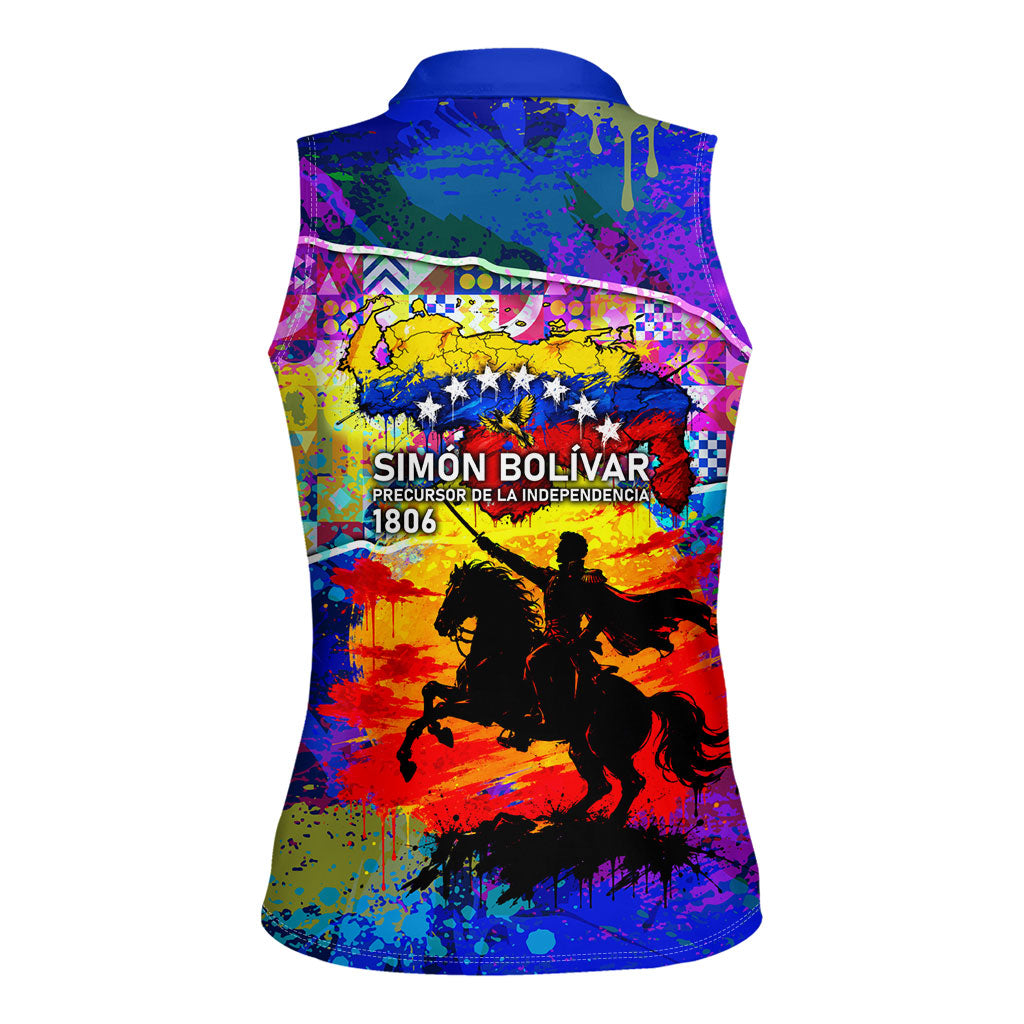 Simon Bolivar Venezuela Flag Day Women Sleeveless Polo Shirt Patriotism Precursor De La Independencia Vibrant Flag