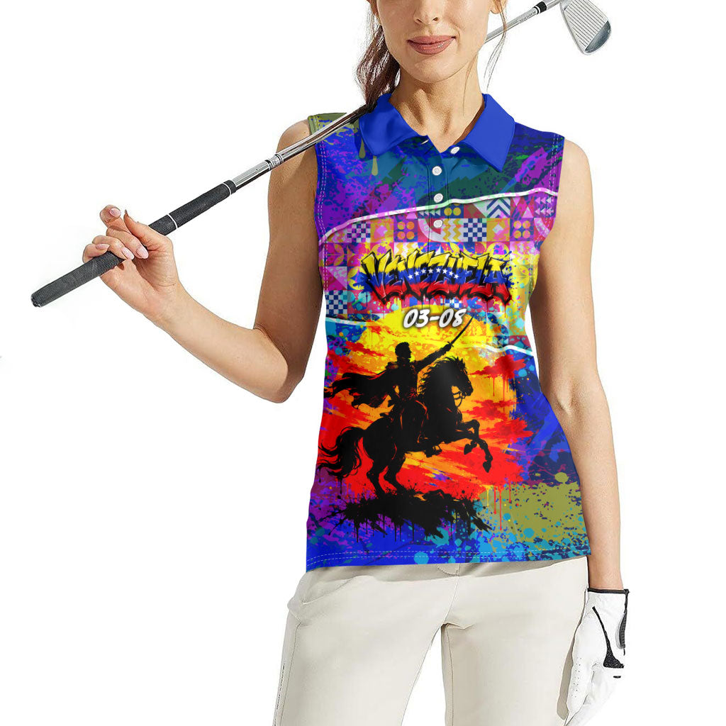 Simon Bolivar Venezuela Flag Day Women Sleeveless Polo Shirt Patriotism Precursor De La Independencia Vibrant Flag