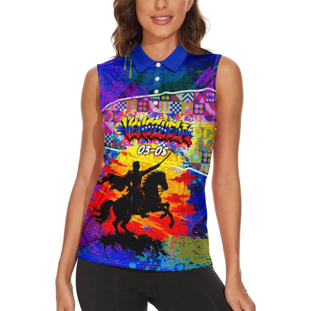 Simon Bolivar Venezuela Flag Day Women Sleeveless Polo Shirt Patriotism Precursor De La Independencia Vibrant Flag