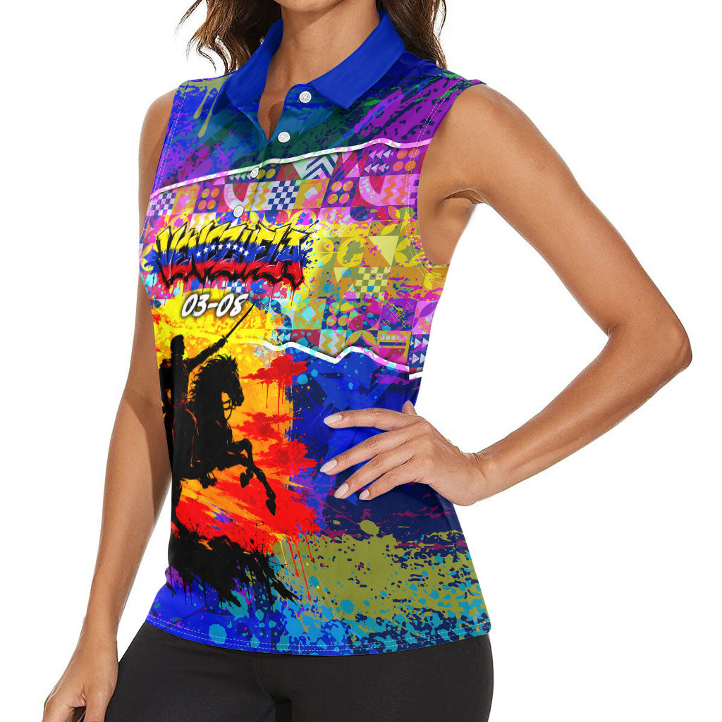 Simon Bolivar Venezuela Flag Day Women Sleeveless Polo Shirt Patriotism Precursor De La Independencia Vibrant Flag