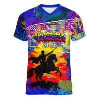 Simon Bolivar Venezuela Flag Day Women V-Neck T-Shirt Patriotism Precursor De La Independencia Vibrant Flag