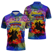 Simon Bolivar Venezuela Flag Day Zipper Polo Shirt Patriotism Precursor De La Independencia Vibrant Flag