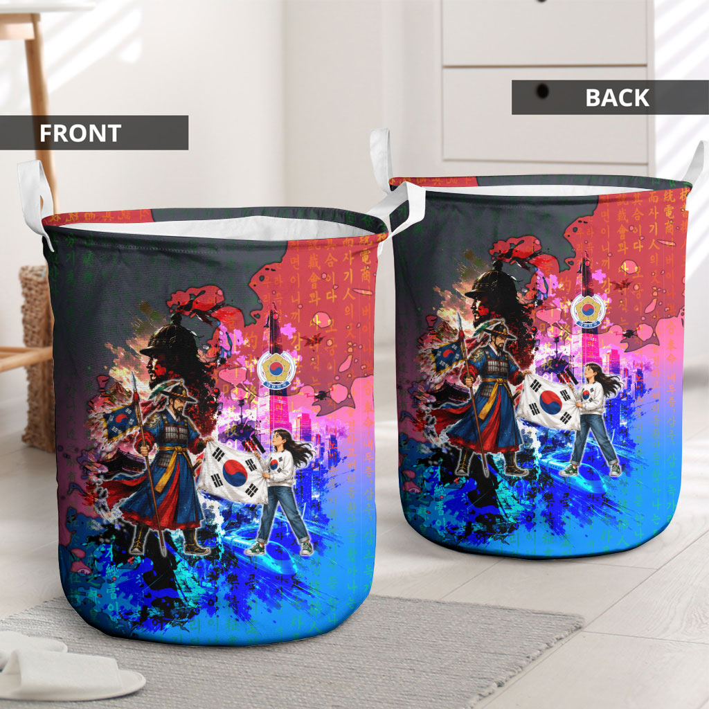 South Korea Flag Day Laundry Basket National Pride - Traditional Warrior - Modern History