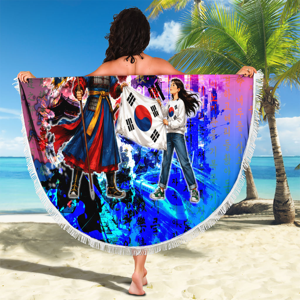 South Korea Flag Day Beach Blanket National Pride - Traditional Warrior - Modern History