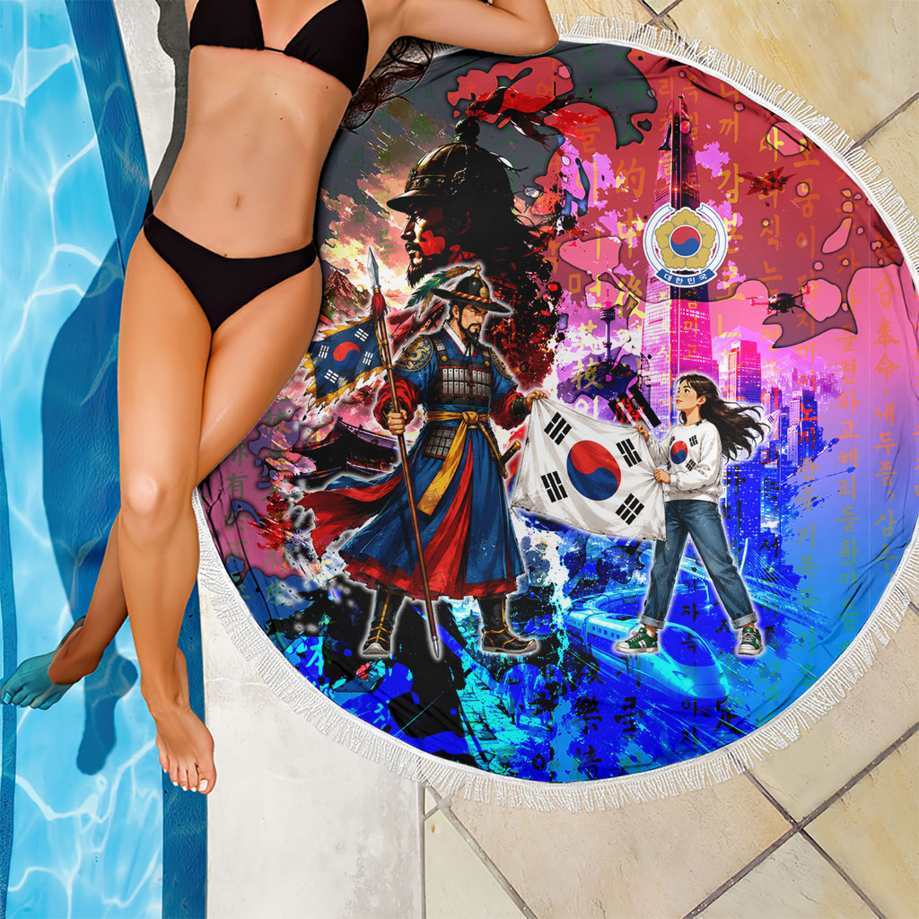 South Korea Flag Day Beach Blanket National Pride - Traditional Warrior - Modern History