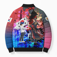 South Korea Flag Day Bomber Puffer Jacket National Pride - Traditional Warrior - Modern History