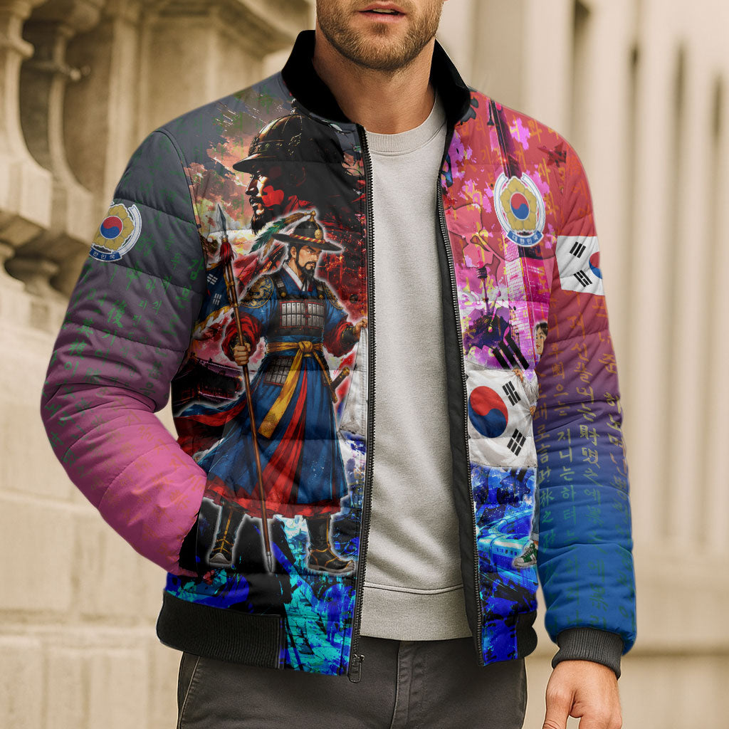 South Korea Flag Day Bomber Puffer Jacket National Pride - Traditional Warrior - Modern History