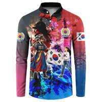 South Korea Flag Day Button Sweatshirt National Pride - Traditional Warrior - Modern History