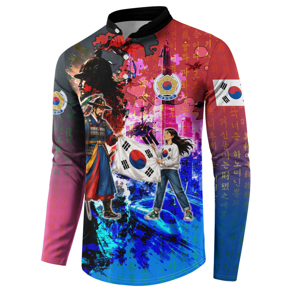South Korea Flag Day Button Sweatshirt National Pride - Traditional Warrior - Modern History