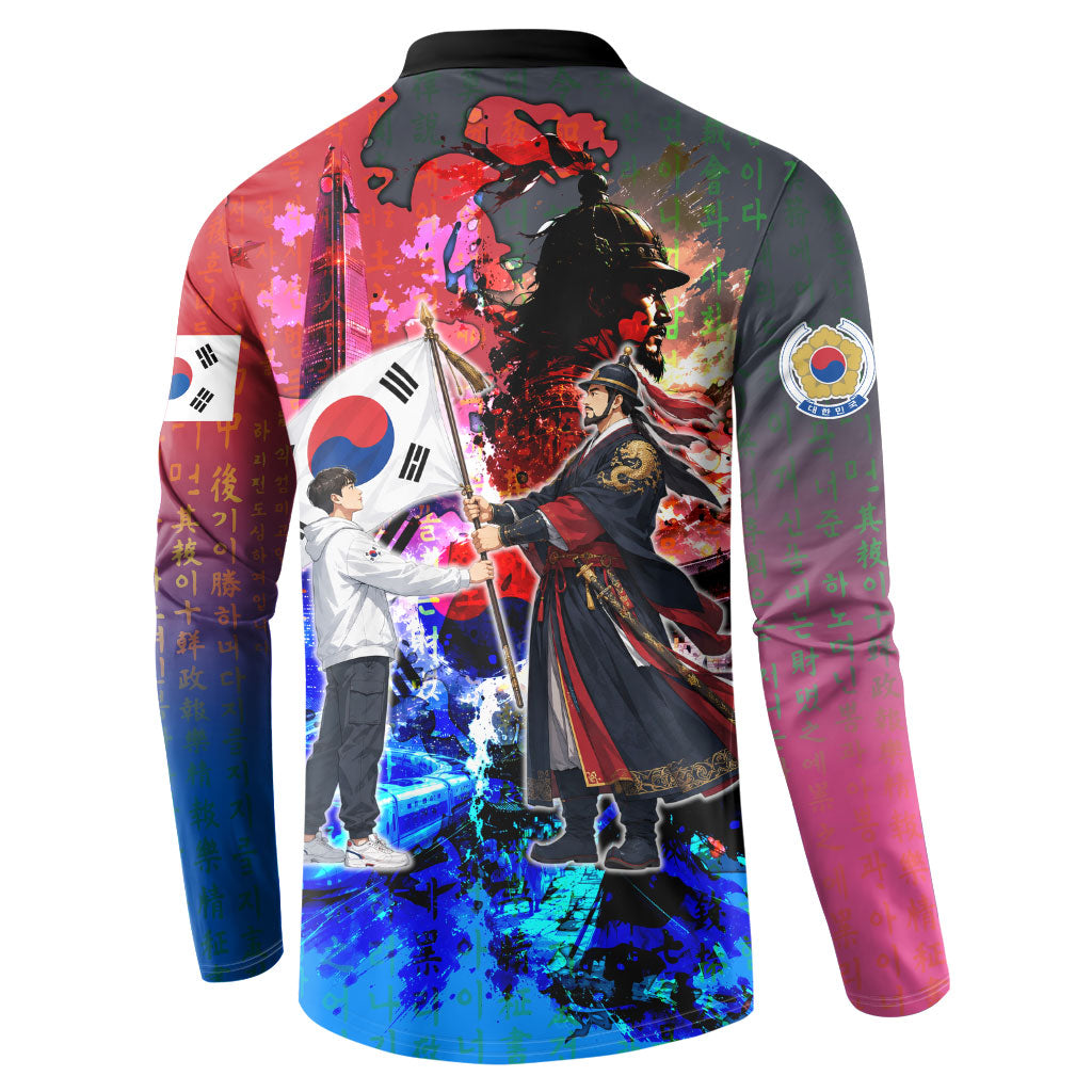 South Korea Flag Day Button Sweatshirt National Pride - Traditional Warrior - Modern History