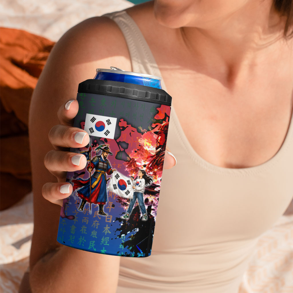 South Korea Flag Day 4 in 1 Can Cooler Tumbler National Pride - Traditional Warrior - Modern History