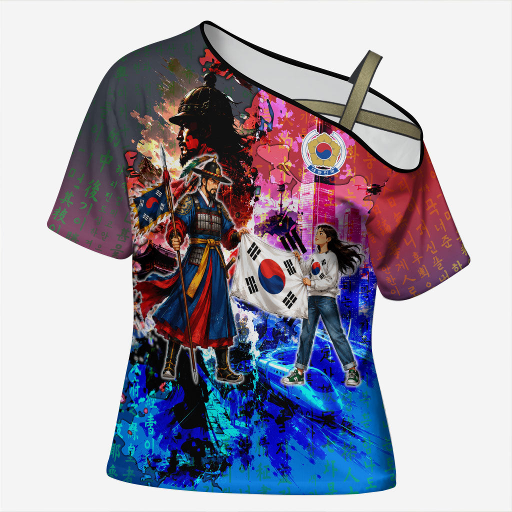 South Korea Flag Day Cross Shoulder Shirt National Pride - Traditional Warrior - Modern History