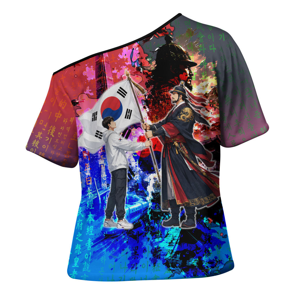 South Korea Flag Day Cross Shoulder Shirt National Pride - Traditional Warrior - Modern History