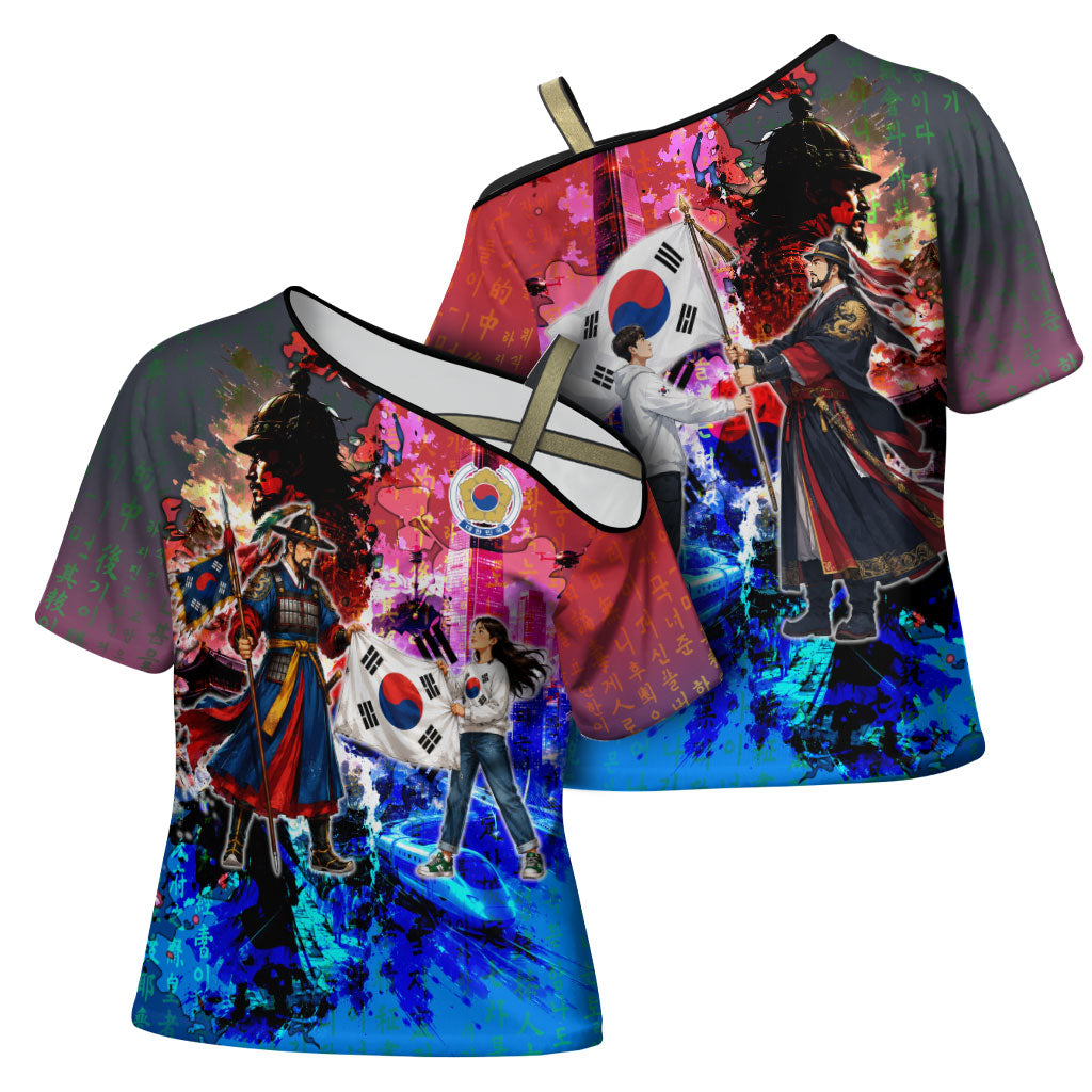 South Korea Flag Day Cross Shoulder Shirt National Pride - Traditional Warrior - Modern History