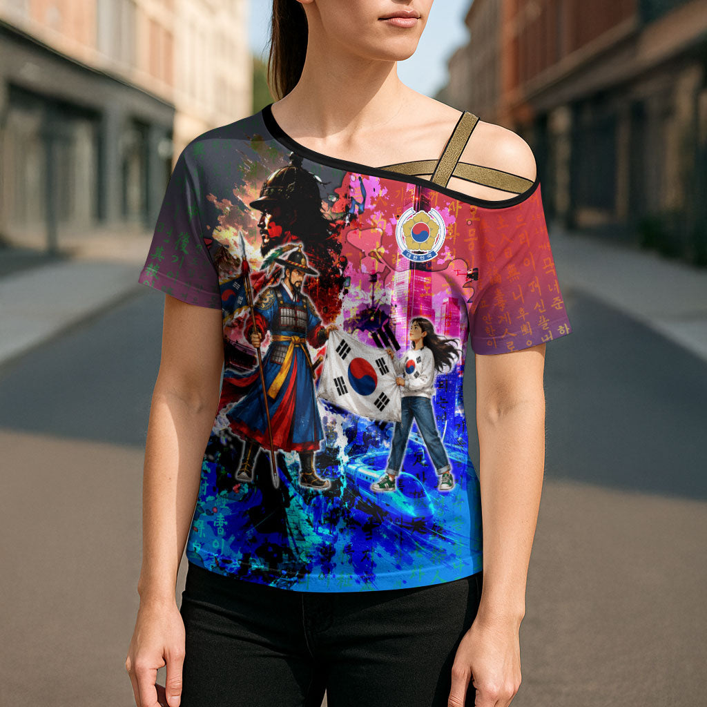 South Korea Flag Day Cross Shoulder Shirt National Pride - Traditional Warrior - Modern History