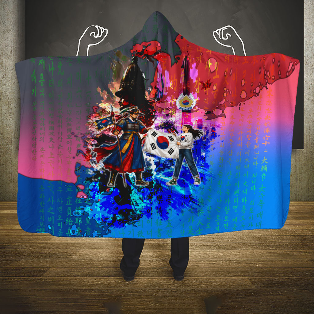 South Korea Flag Day Hooded Blanket National Pride - Traditional Warrior - Modern History