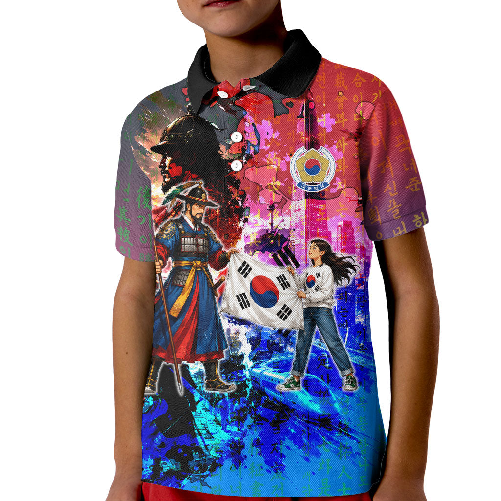 South Korea Flag Day Kid Polo Shirt National Pride - Traditional Warrior - Modern History