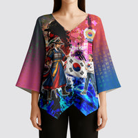 South Korea Flag Day Kimono Sleeve Blouse National Pride - Traditional Warrior - Modern History