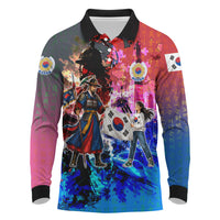 South Korea Flag Day Long Sleeve Polo Shirt National Pride - Traditional Warrior - Modern History