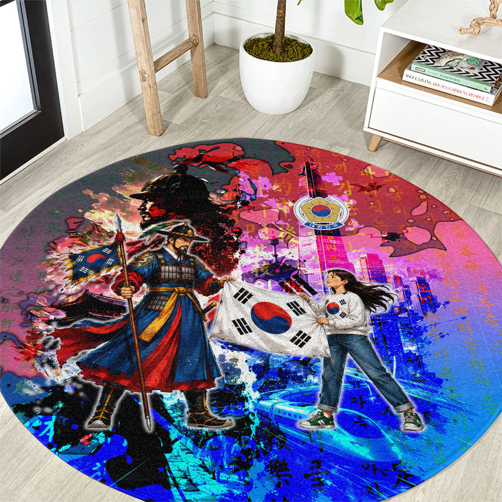 South Korea Flag Day Round Carpet National Pride - Traditional Warrior - Modern History