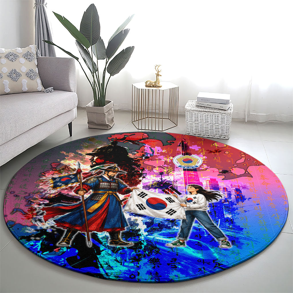 South Korea Flag Day Round Carpet National Pride - Traditional Warrior - Modern History