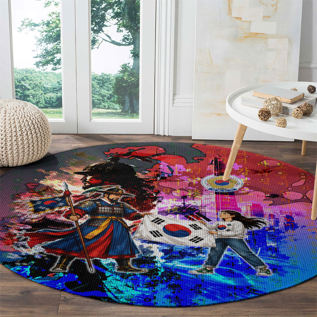 South Korea Flag Day Round Carpet National Pride - Traditional Warrior - Modern History