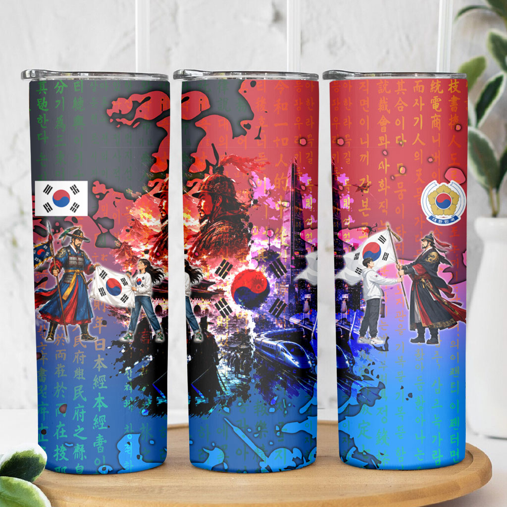 South Korea Flag Day Skinny Tumbler National Pride - Traditional Warrior - Modern History