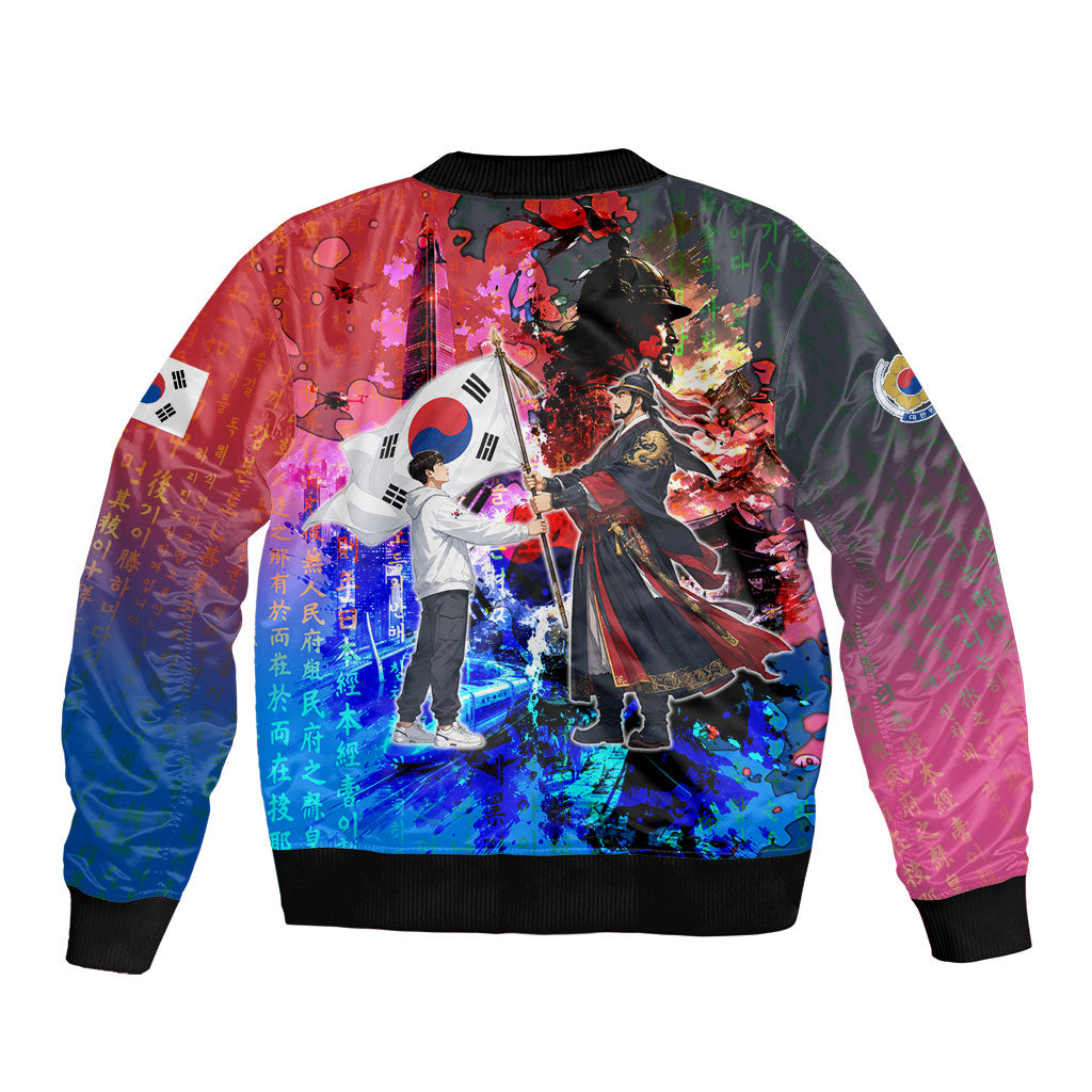 South Korea Flag Day Sleeve Zip Bomber Jacket National Pride - Traditional Warrior - Modern History