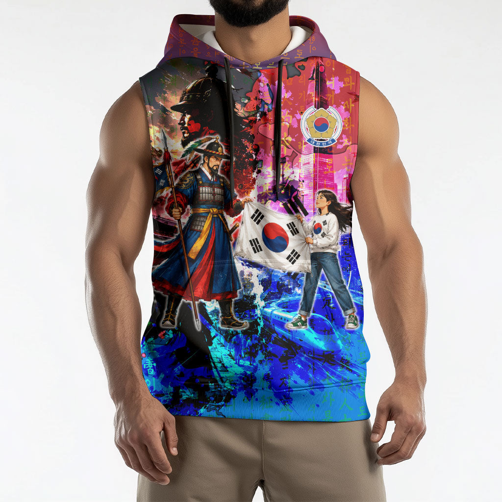 South Korea Flag Day Sleeveless Hoodie National Pride - Traditional Warrior - Modern History