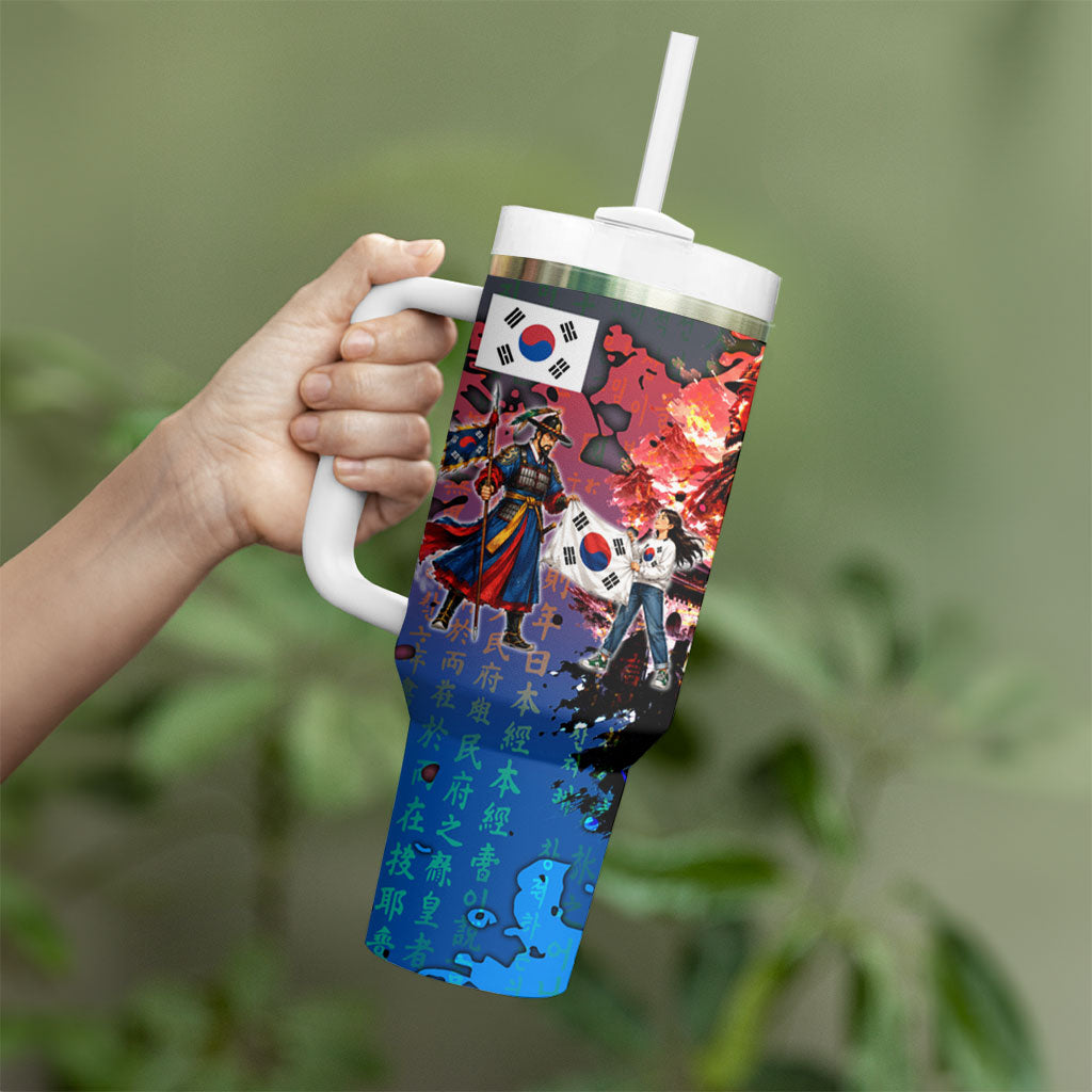 South Korea Flag Day Tumbler With Handle National Pride - Traditional Warrior - Modern History