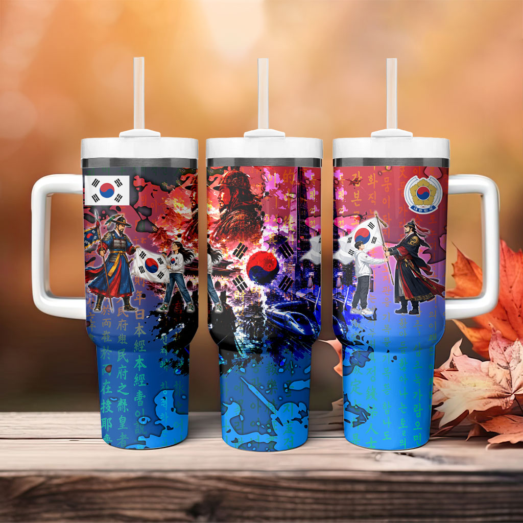 South Korea Flag Day Tumbler With Handle National Pride - Traditional Warrior - Modern History