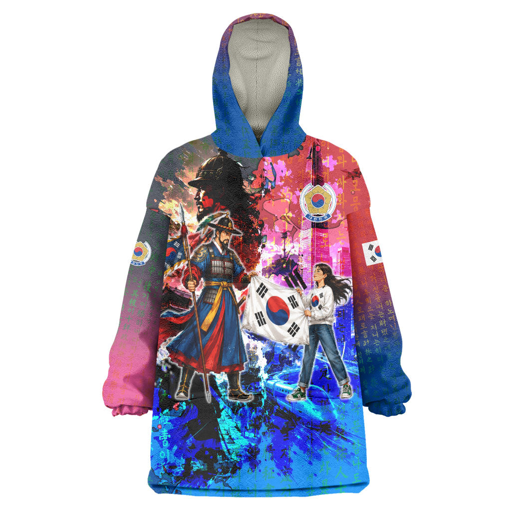 South Korea Flag Day Wearable Blanket Hoodie National Pride - Traditional Warrior - Modern History