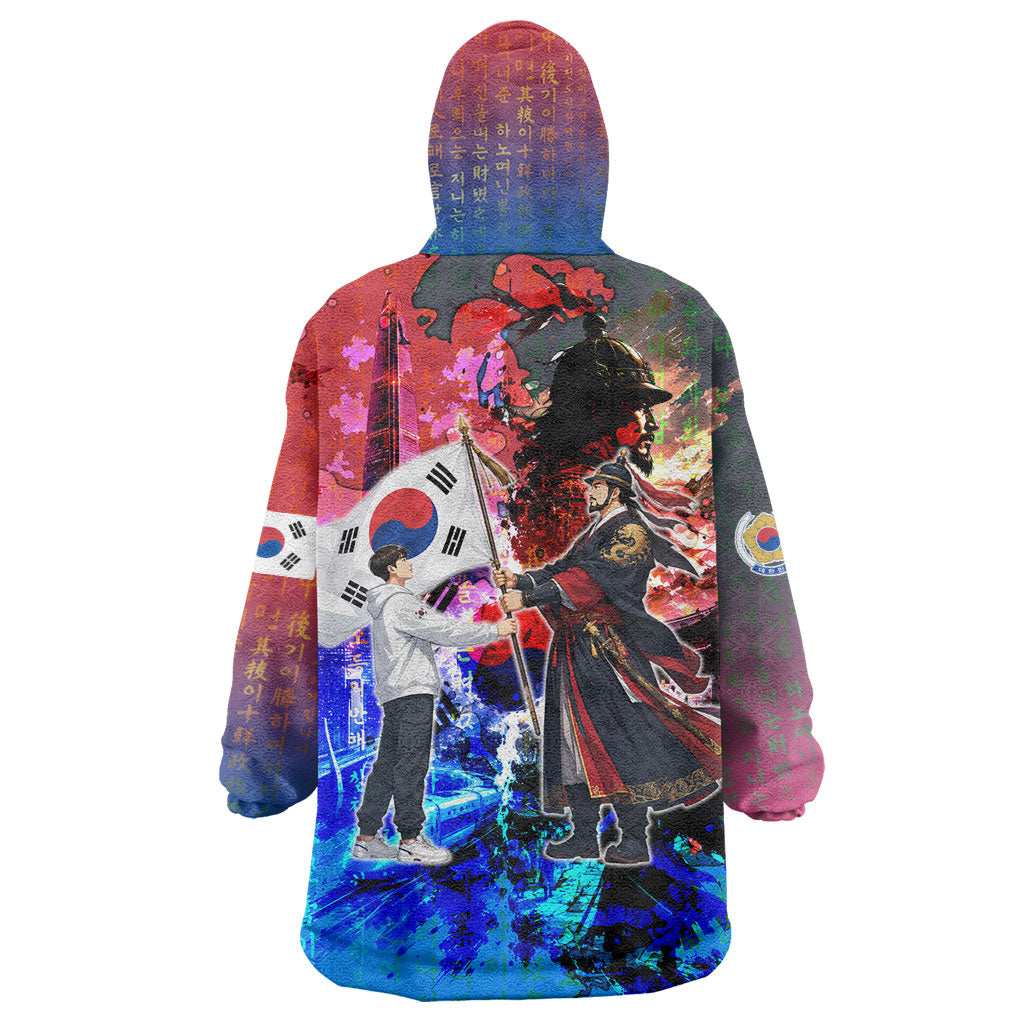 South Korea Flag Day Wearable Blanket Hoodie National Pride - Traditional Warrior - Modern History