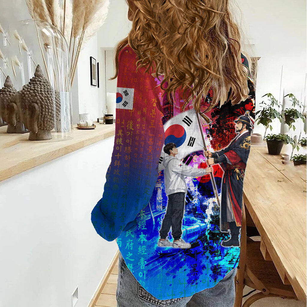 South Korea Flag Day Women Casual Shirt National Pride - Traditional Warrior - Modern History