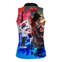 South Korea Flag Day Women Sleeveless Polo Shirt National Pride - Traditional Warrior - Modern History