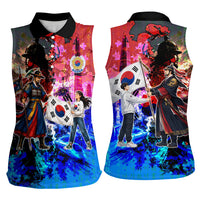 South Korea Flag Day Women Sleeveless Polo Shirt National Pride - Traditional Warrior - Modern History