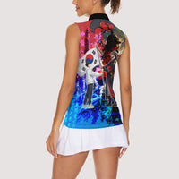 South Korea Flag Day Women Sleeveless Polo Shirt National Pride - Traditional Warrior - Modern History