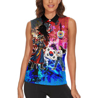 South Korea Flag Day Women Sleeveless Polo Shirt National Pride - Traditional Warrior - Modern History