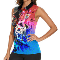 South Korea Flag Day Women Sleeveless Polo Shirt National Pride - Traditional Warrior - Modern History