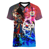 South Korea Flag Day Women V-Neck T-Shirt National Pride - Traditional Warrior - Modern History