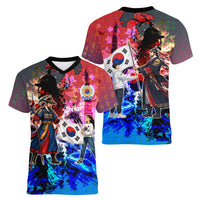 South Korea Flag Day Women V-Neck T-Shirt National Pride - Traditional Warrior - Modern History