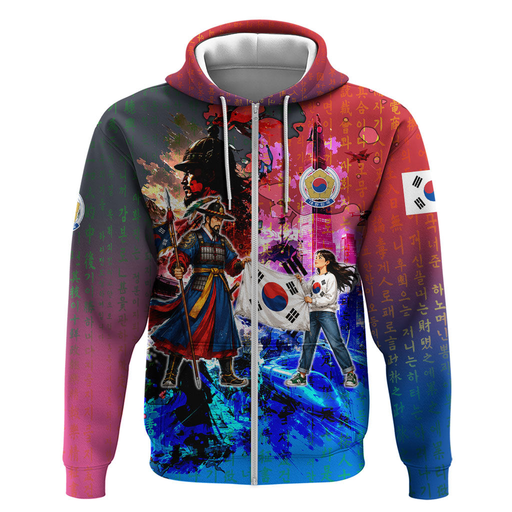 South Korea Flag Day Zip Hoodie National Pride - Traditional Warrior - Modern History